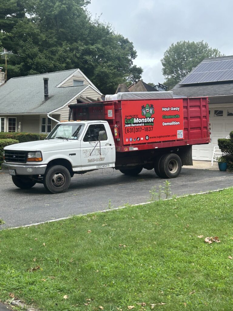 LugMonster junk removal truck in Long Island ready for haul-away and cleanouts.
